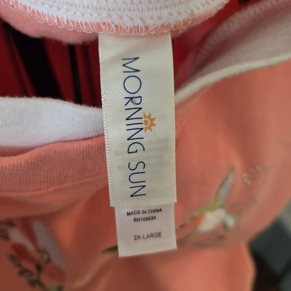 Morning Sun Cottagecore Coral Pink Hummingbird Floral Embroidered Sweatshirt